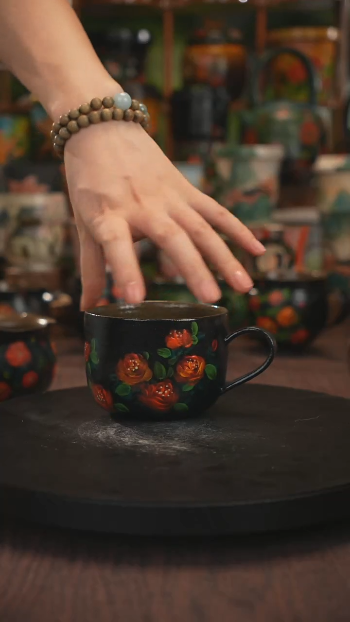 紫砂油画手绘釉下彩