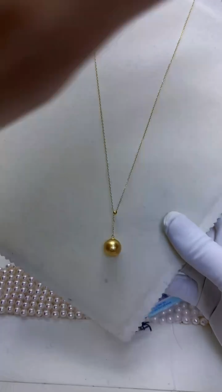 【闪购商品】海水珍珠饰品18K金镶嵌12-13金珠y链