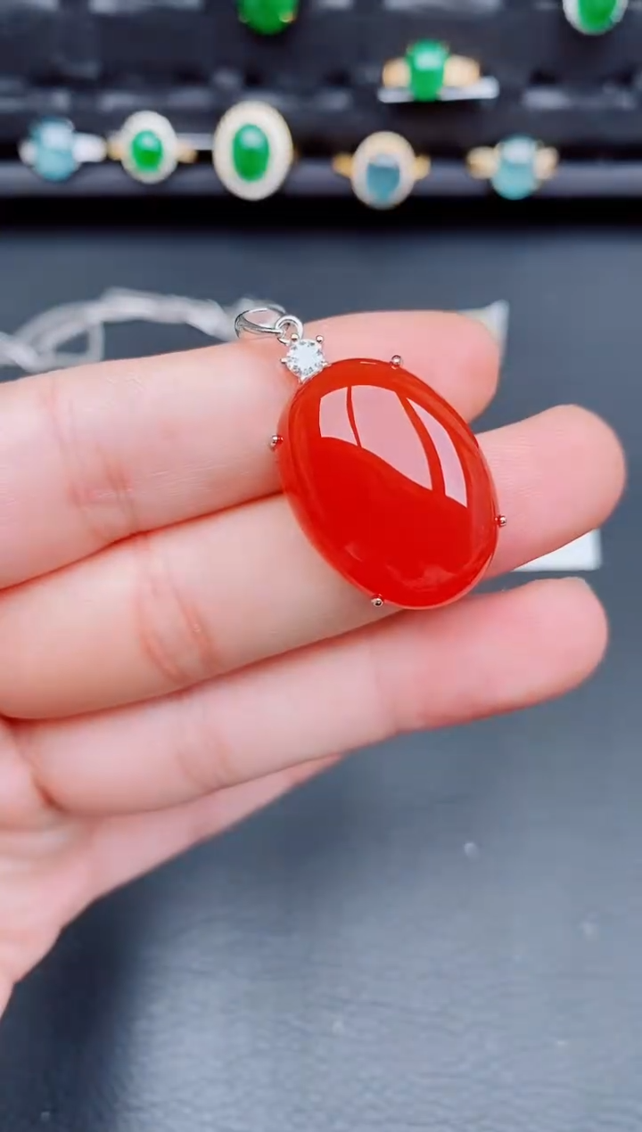 【闪购商品】玛瑙/玉髓颈饰银S925镶嵌天然a货翡翠258