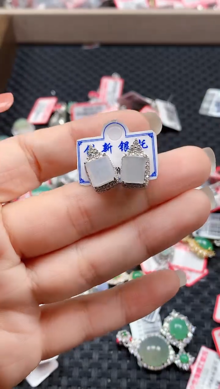 银S925镶嵌戒指翡翠天然A货缅甸翡翠