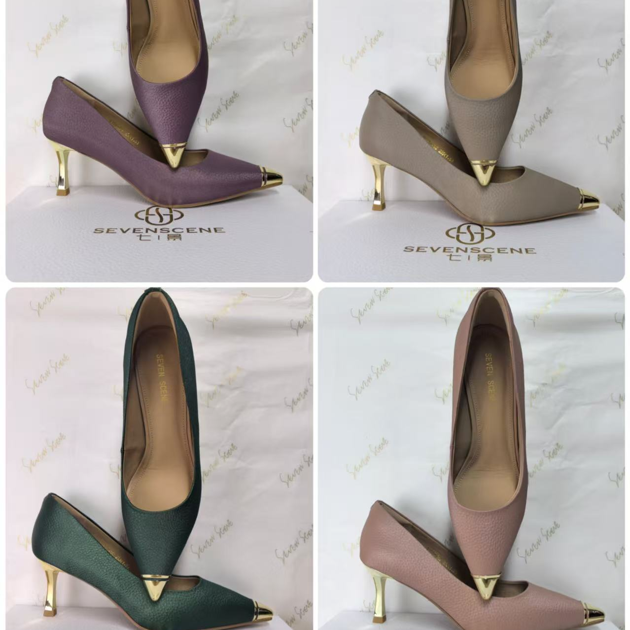 【七景超级太太】2025春夏新款牛皮法式气质女士高跟鞋