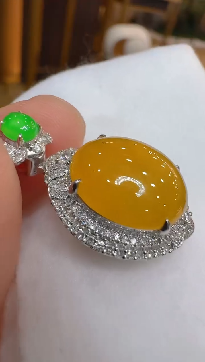 翡翠18K金镶嵌吊坠(不含链)多样性团购发一件