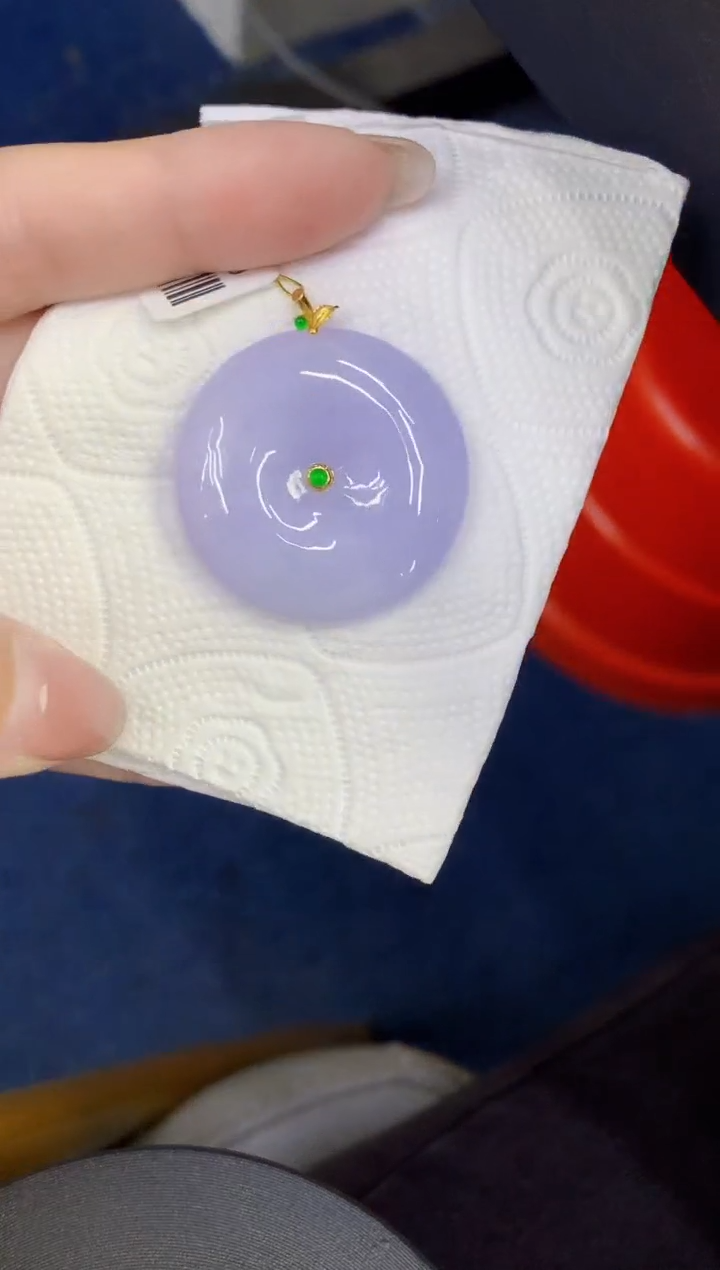 颈饰18K金镶嵌翡翠缅甸天然翡翠A货