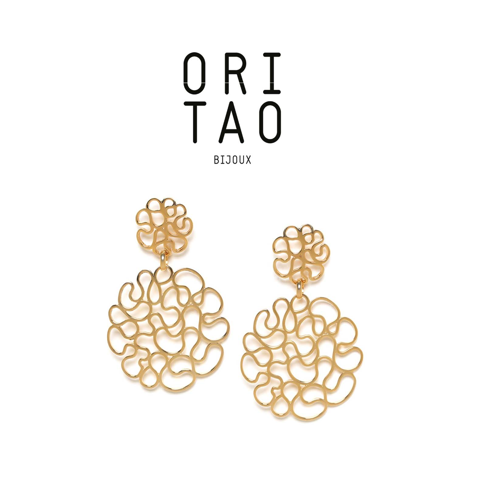 合金耳饰 法国品牌 ORI TAO 秘境系列 精致双花个性时尚耳饰 