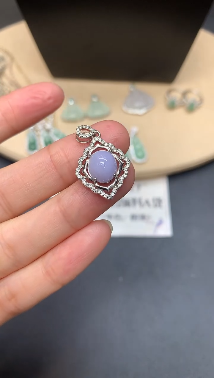 【闪购商品】翡翠吊坠(不含链)银S925镶嵌蛋面【多样性发其一】