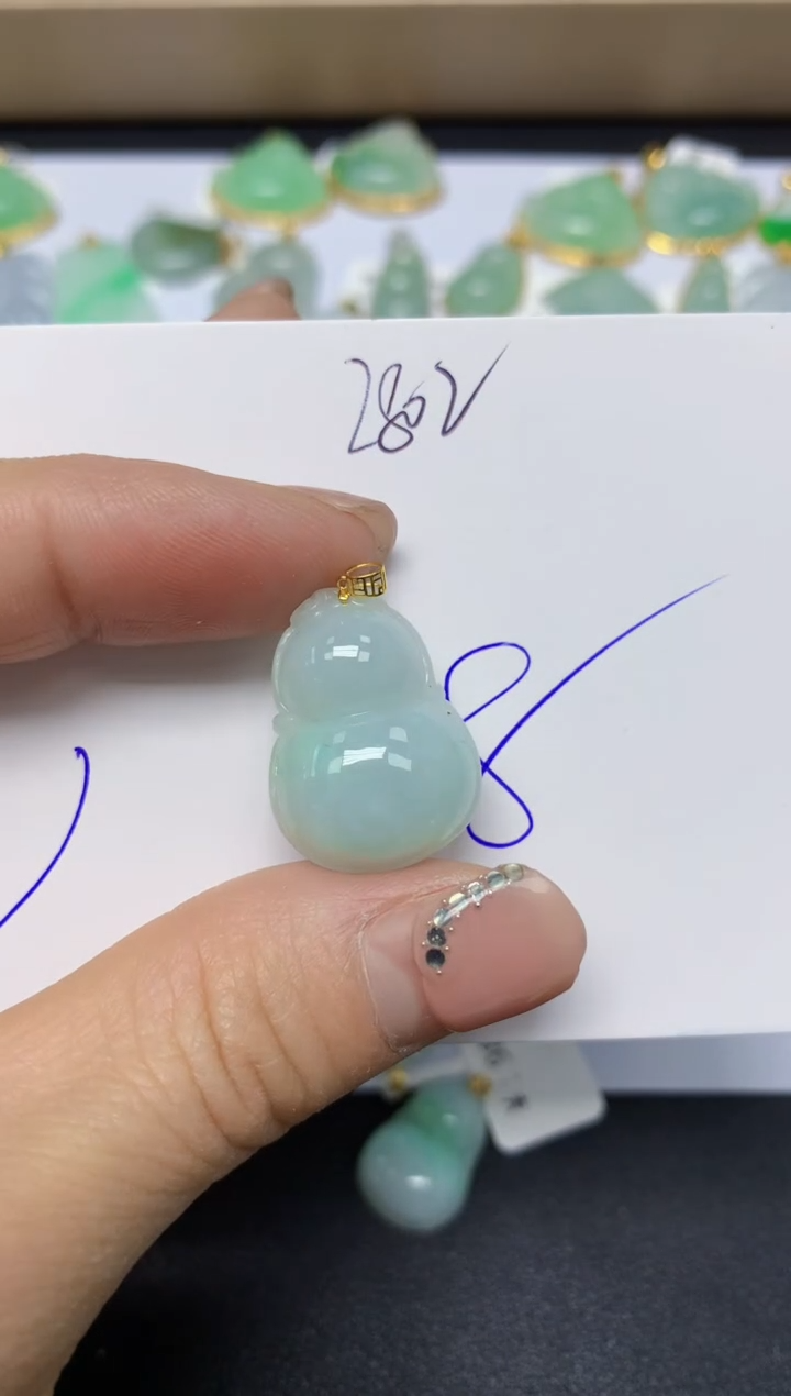 【闪购商品】翡翠挂件18K金镶嵌 天然翡翠A货