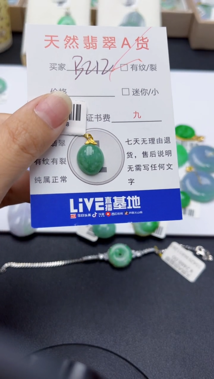 翡翠18K金镶嵌颈饰天然缅甸A货翡翠