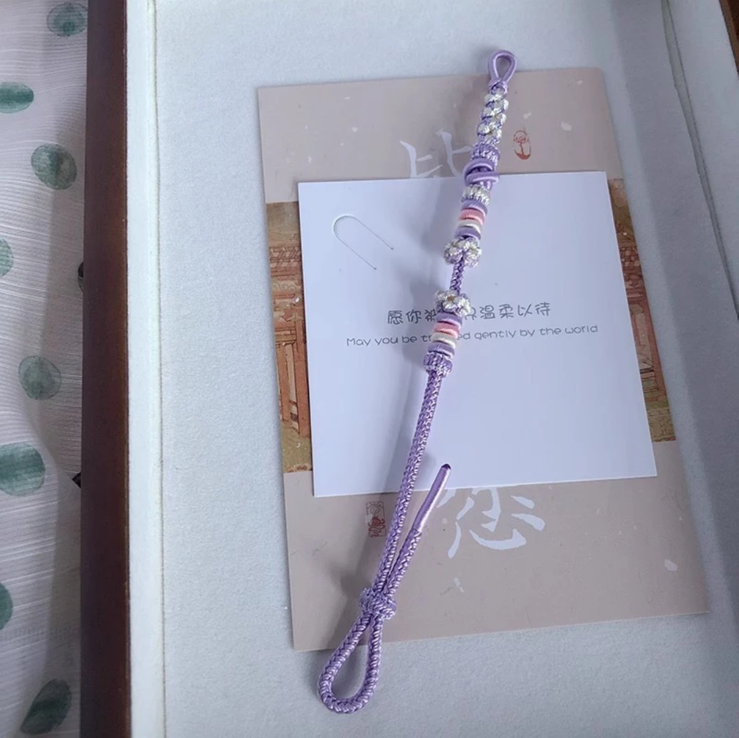 非金属布艺手链 手紫色手工编织简约百搭情侣转运DIY手绳可穿黄金