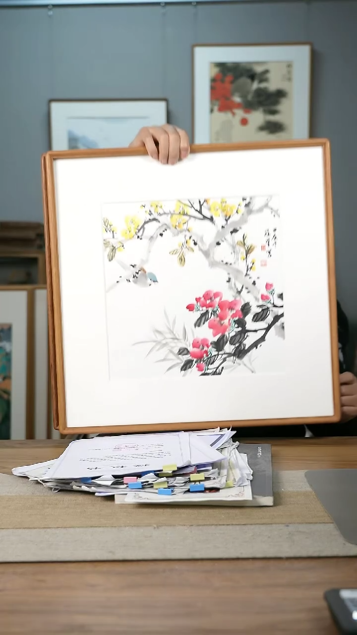 【闪购商品】书法美协副主-赵老师52*52带框花鸟作品