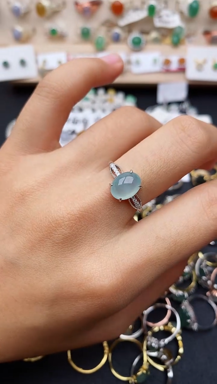 【闪购商品】翡翠戒指银S925镶嵌缅甸翡翠