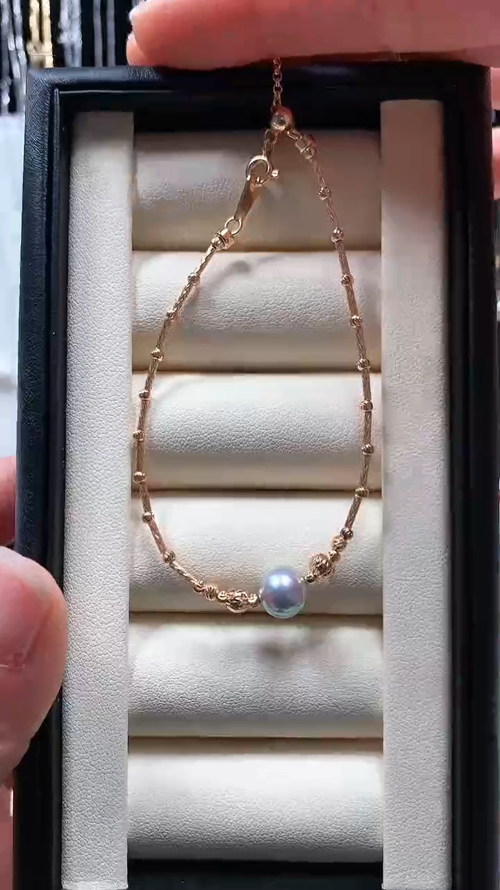 【闪购商品】海水珍珠手绳银S925镶嵌海水珍珠菠萝手链