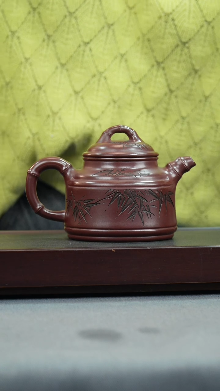【闪购商品】紫砂茶壶龙血砂 竹鼎 刻竹