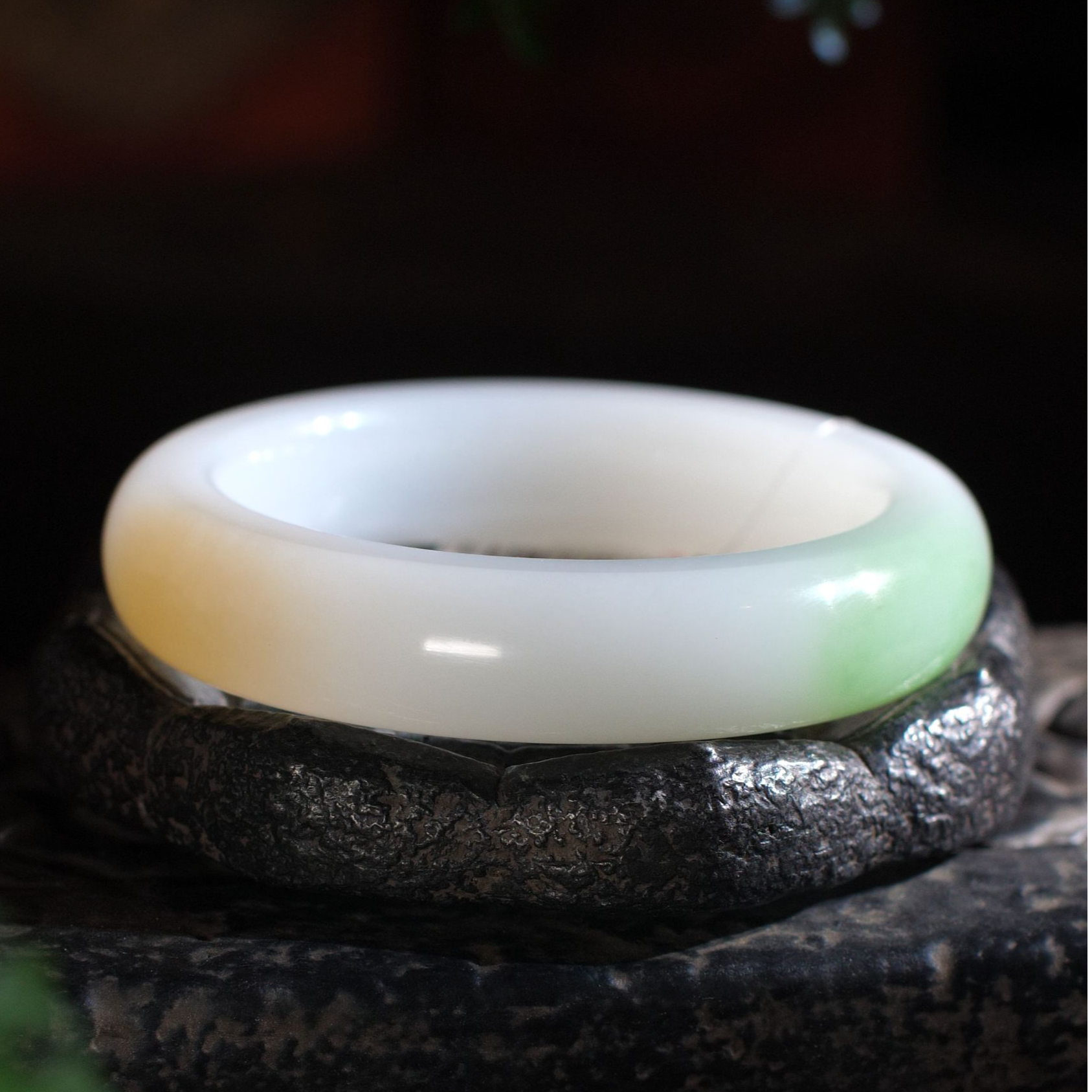 和田玉糖翠三色镯58圈