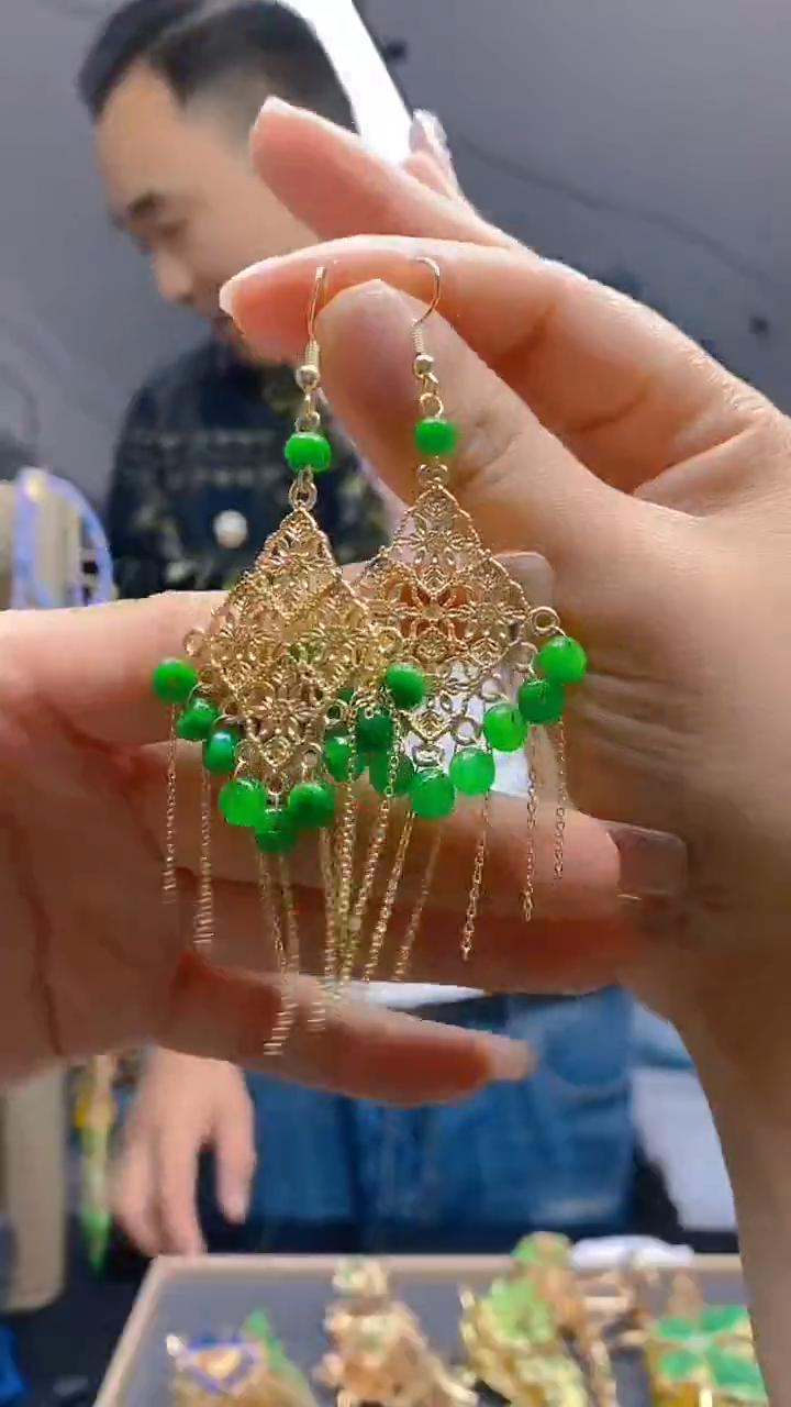 【闪购商品】翡翠耳饰合金190翡翠耳钩