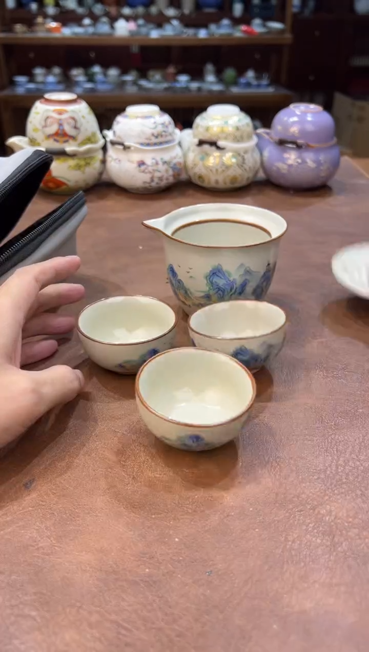 真的很便宜超好看会开片的旅行茶具