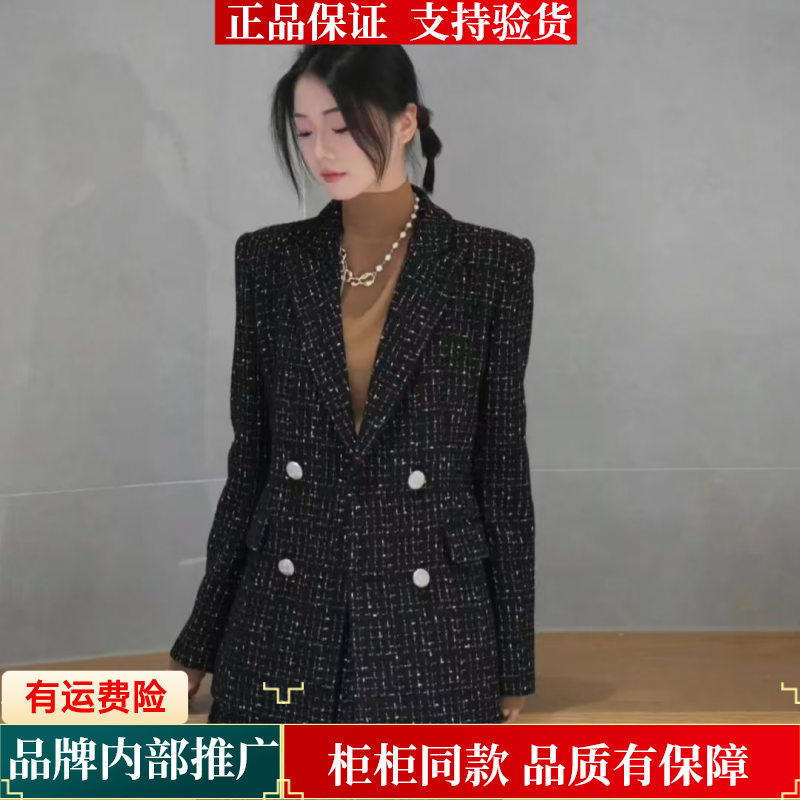 【商场同款】秋冬新款简约气质双排扣职业西装外套女摩登猫1400616