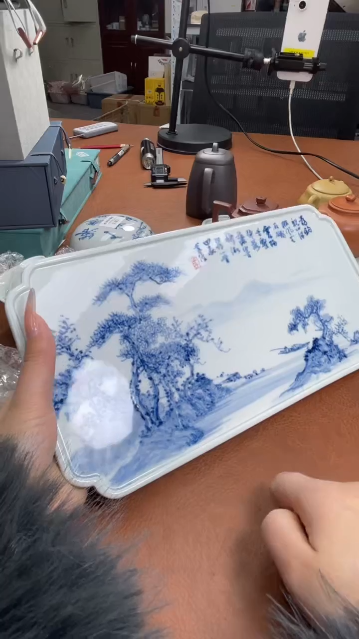 【闪购商品】盘瓷器盘子李莹波TC30608为钓亲山深