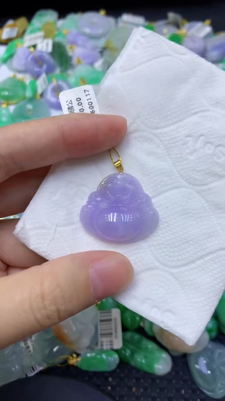 颈饰18K金镶嵌翡翠天然缅甸翡翠A货