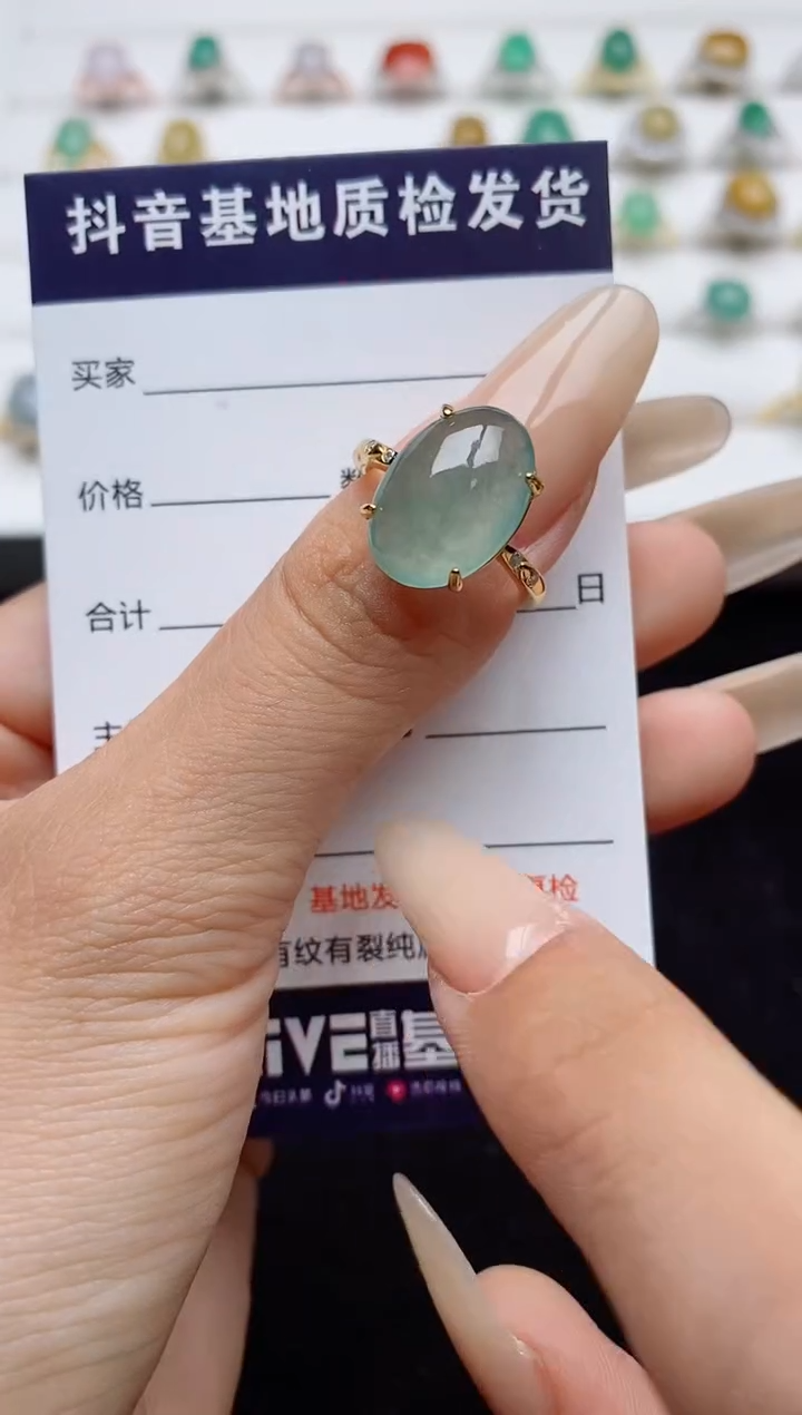 翡翠戒指银S925镶嵌.