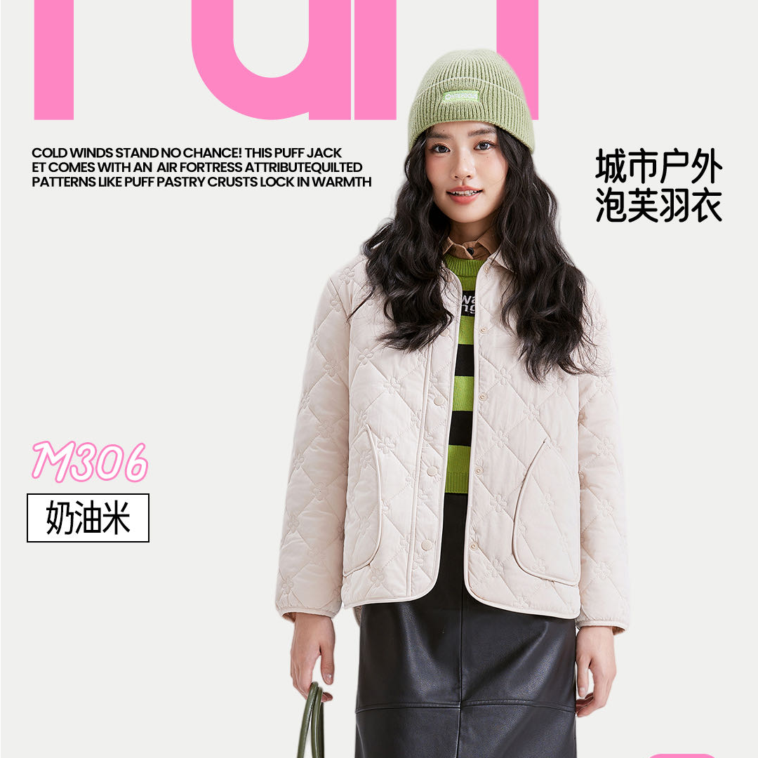 m306女款衬衣领外套城市户外泡芙羽衣保暖秋冬短款舒适
