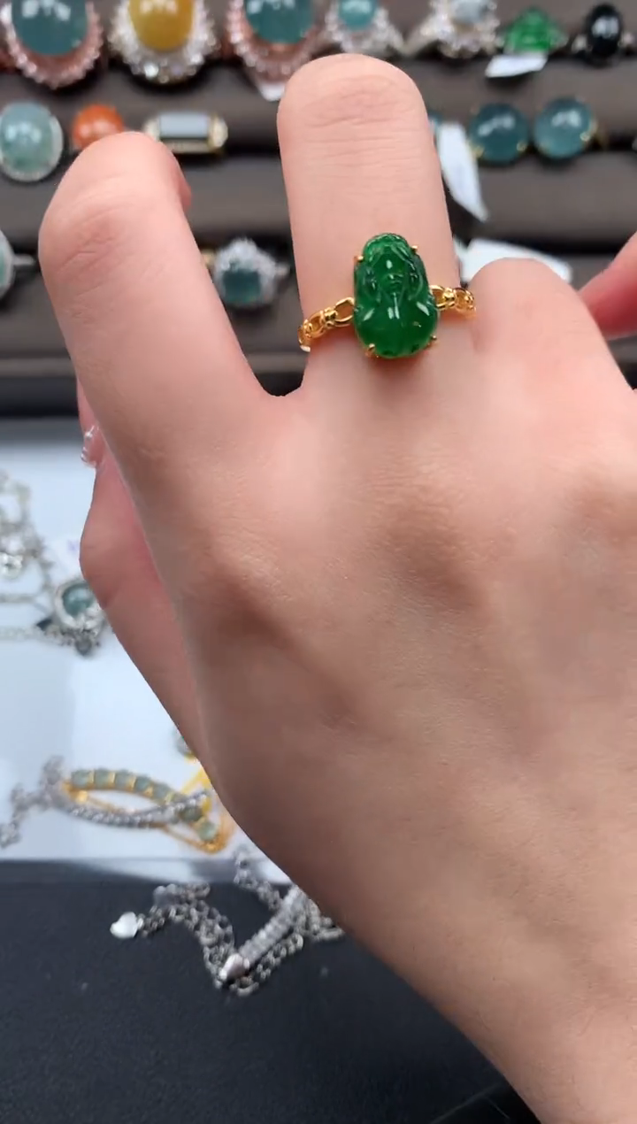 【闪购商品】翡翠戒指银S925镶嵌52134