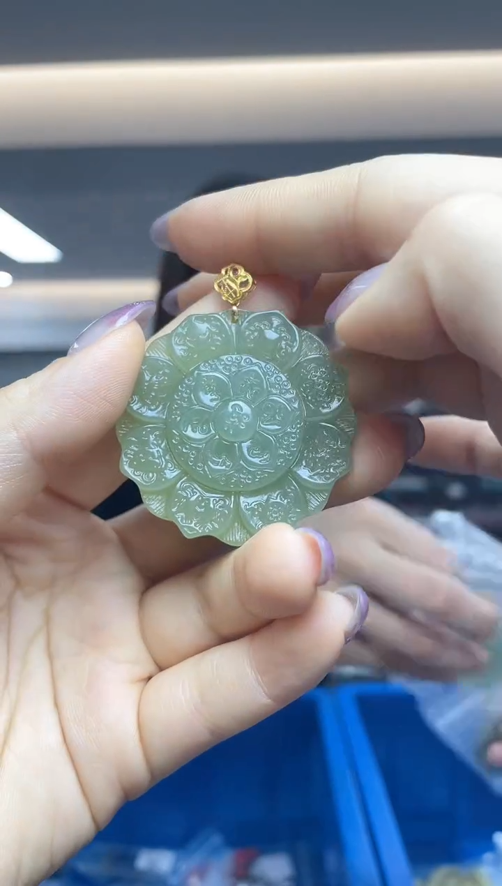 和田玉18K金镶嵌颈饰（多样性发一件）