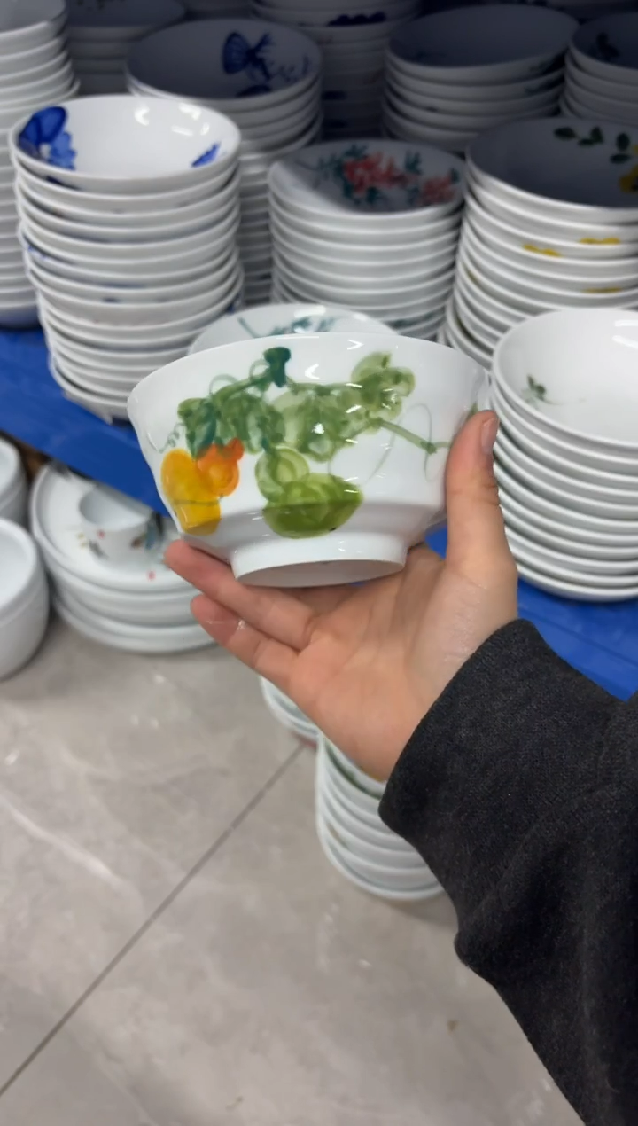 景德镇高温陶瓷食品级手绘釉中彩-小高脚