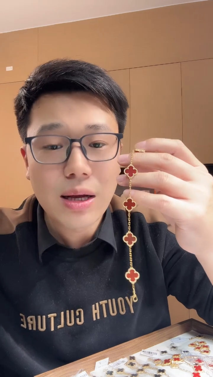 【闪购商品】玛瑙/玉髓手链18K金镶嵌红色k黄，五花手链GHJ