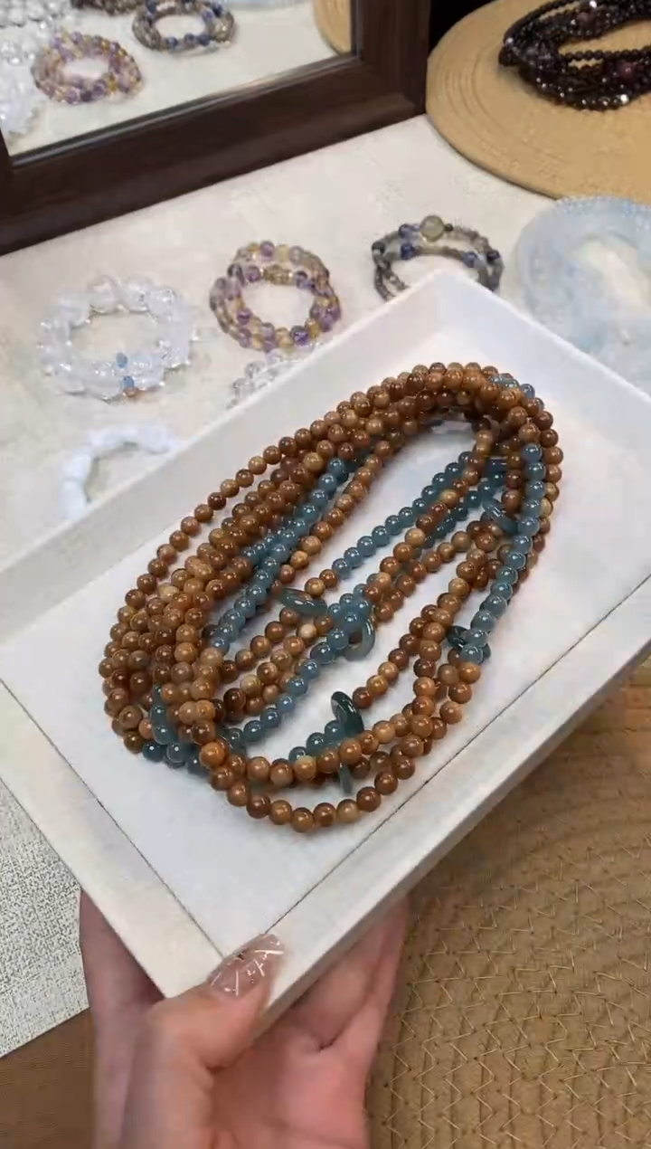 合金手链水晶《写意》蓝水翡翠库克设计款手串双圈6-7mm多样性发一