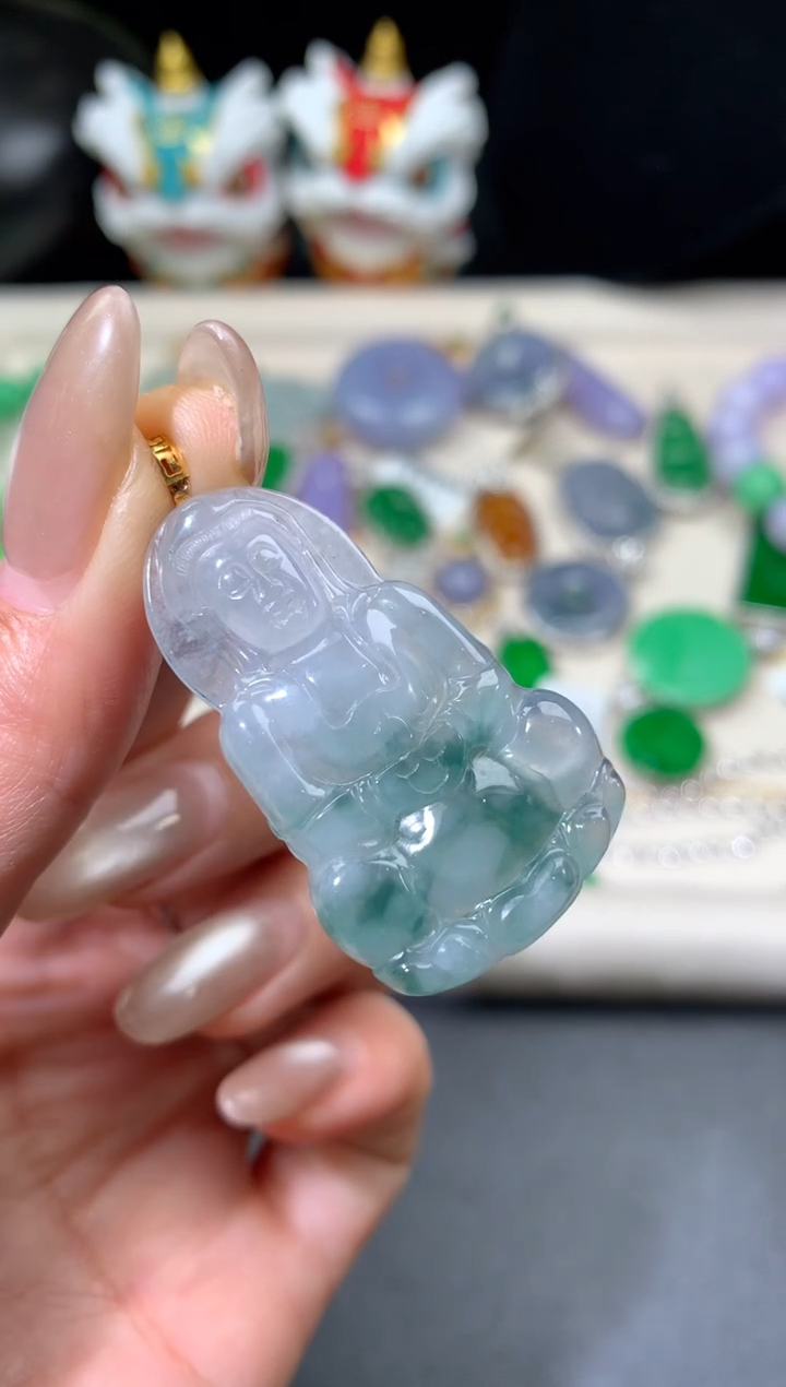 吊坠(不含链)18K金镶嵌翡翠翡翠