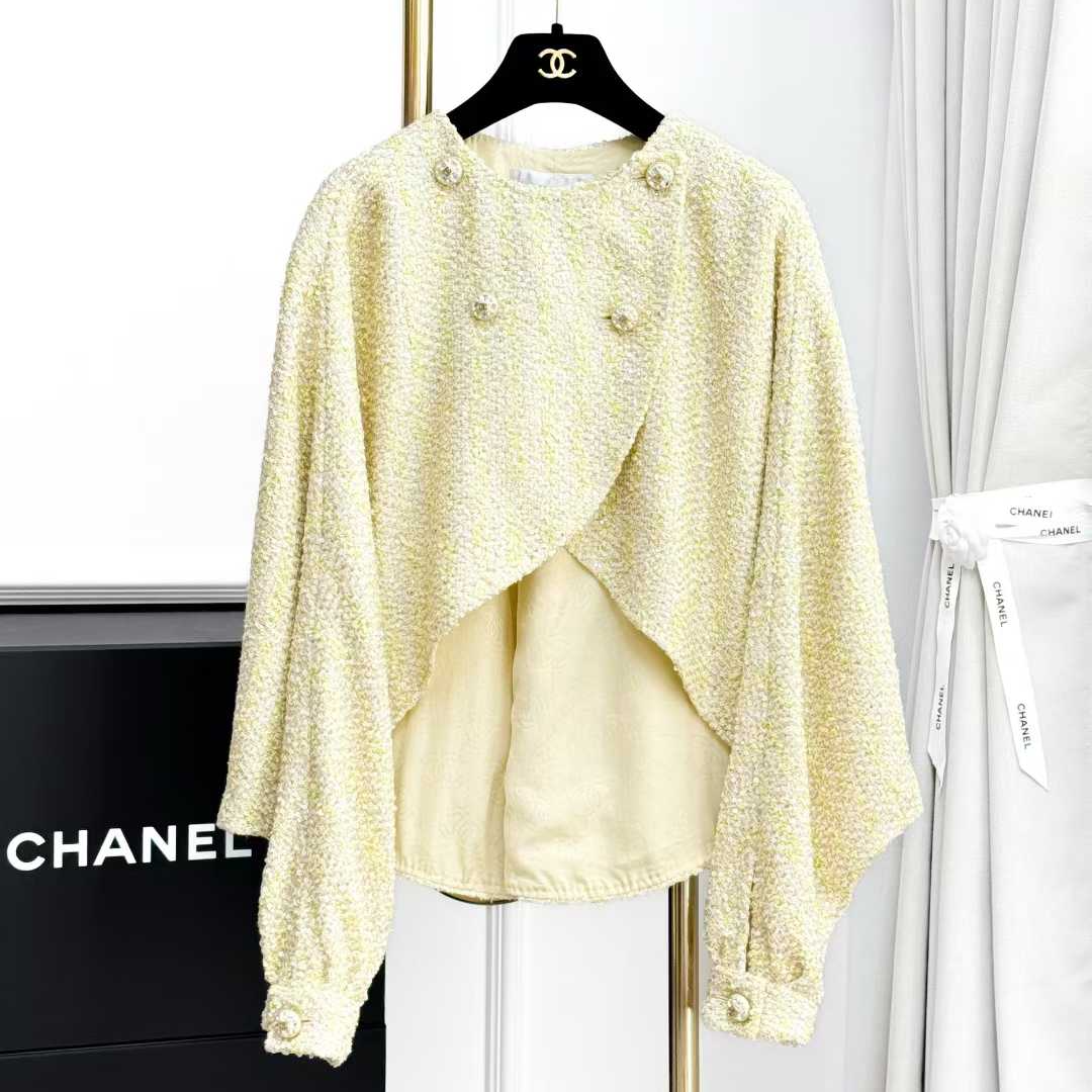 99新 Chanel/香奈儿 36码23S黄色亮片不规则斗篷外套