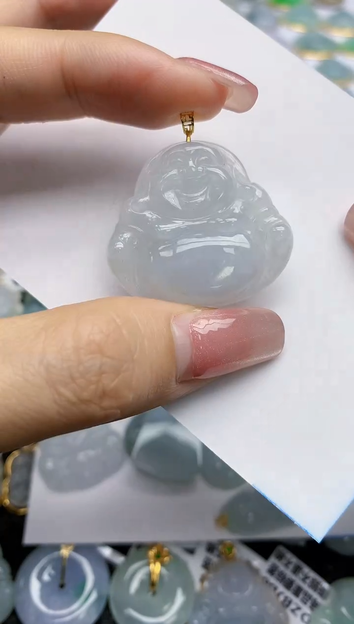 【闪购商品】翡翠18K金镶嵌挂件天然翡翠A货