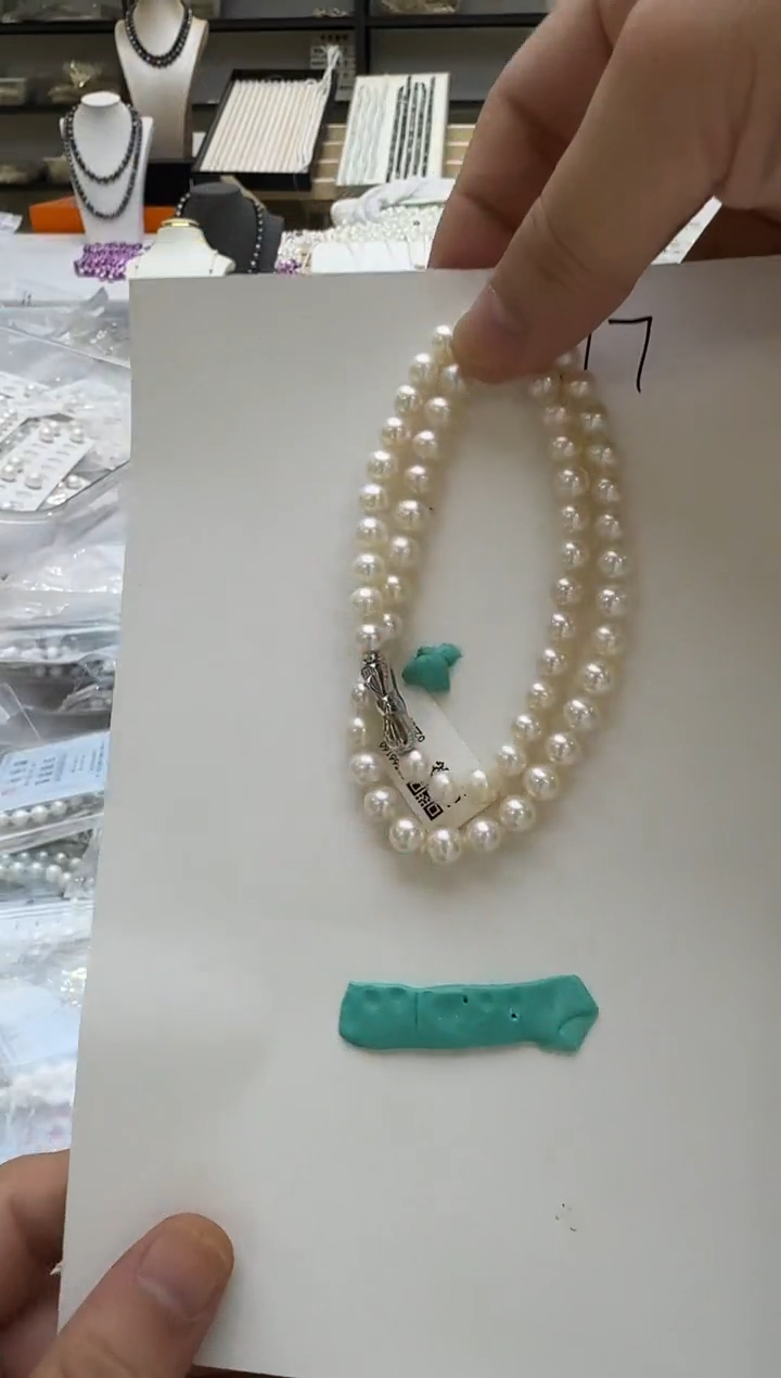 淡水珍珠银S925镶嵌项链花*7mm 蝴蝶扣-孤品