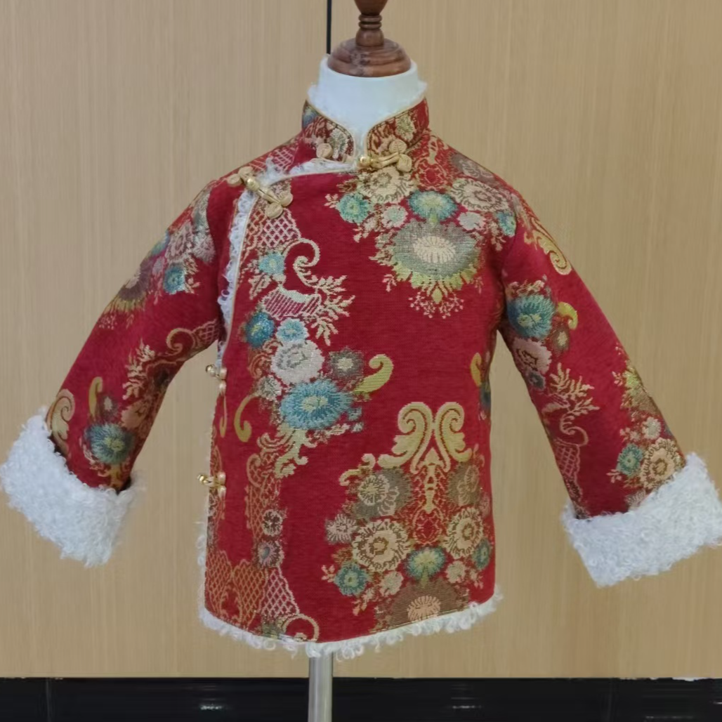 新款藏式儿童冬季棉服宝宝红色