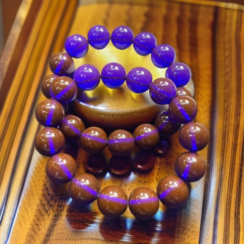 【大喜儿】紫红茶珀14m手链-QW3080多样性发一