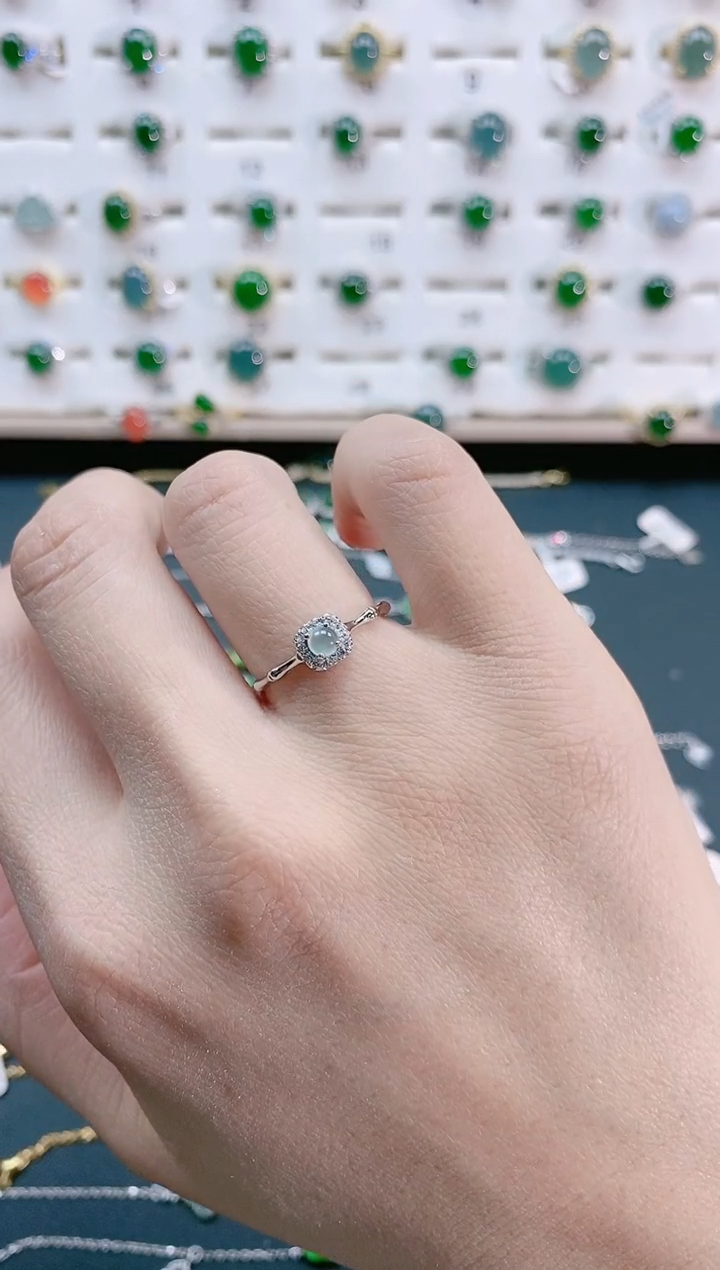 【闪购商品】翡翠戒指银S925镶嵌天然翡翠