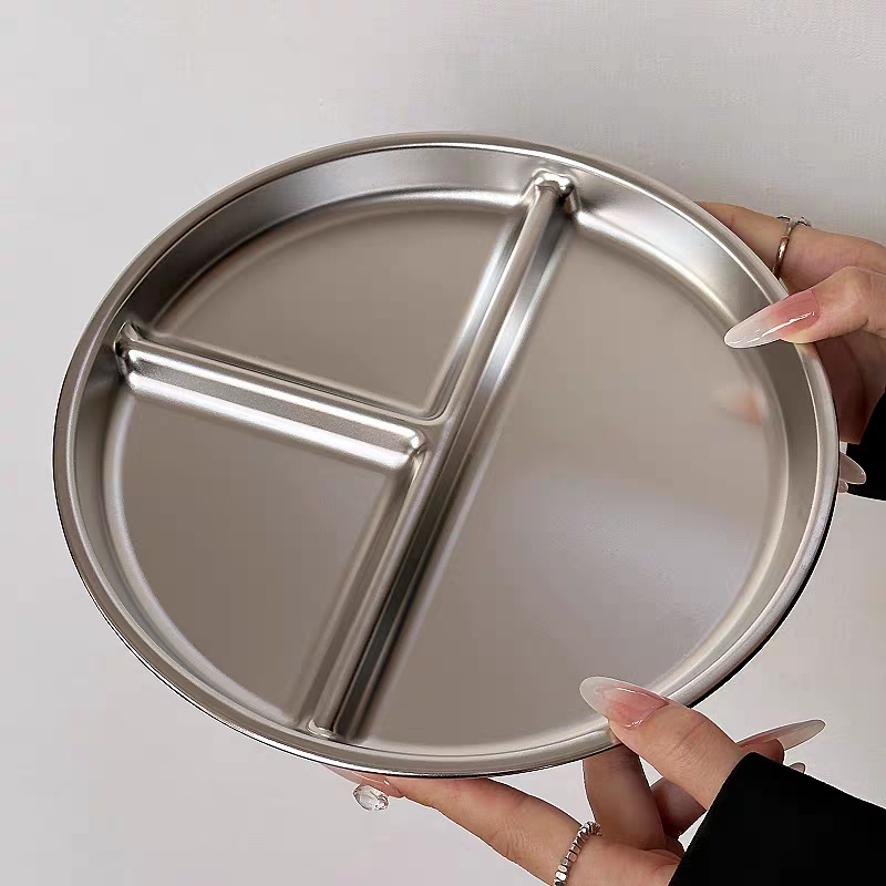 分格餐盘不锈钢家用减脂分餐盘儿童餐盘