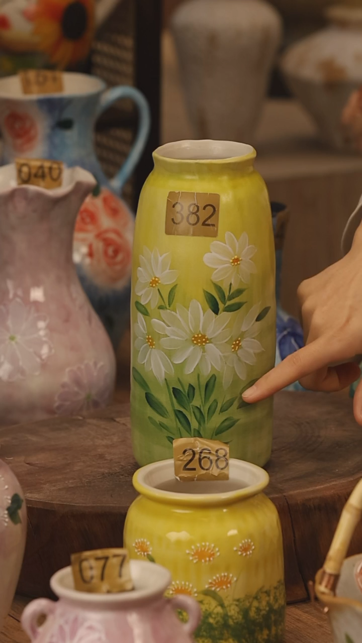 陶瓷景德镇设计师手作花器摆件侘寂风@M382@