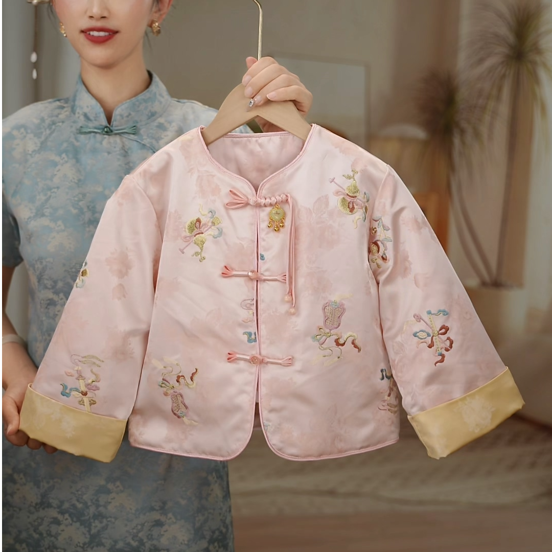  【亲子装】现货妙玉SC622女童装棉衣外套冬季新中式国风薄款棉服