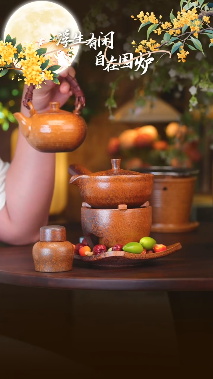 茶壶紫砂乘***@瓦片炉+中提梁壶+烤网+平底锅侧把壶