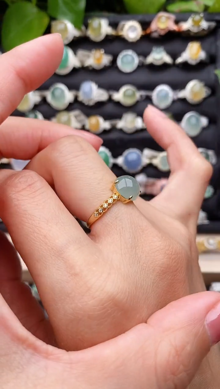 【闪购商品】翡翠戒指银S925镶嵌缅甸天然A货翡翠11  2-