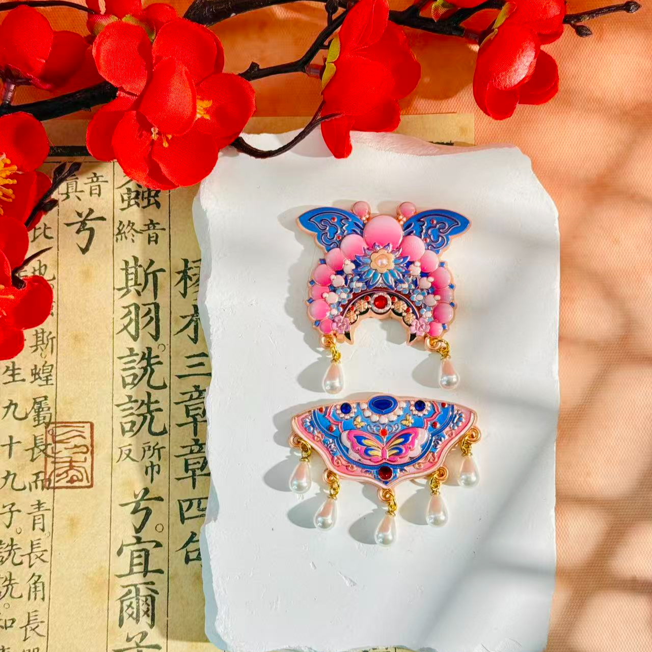 非遗古韵晋剧迷你蝴蝶盔+云肩金属冰箱贴