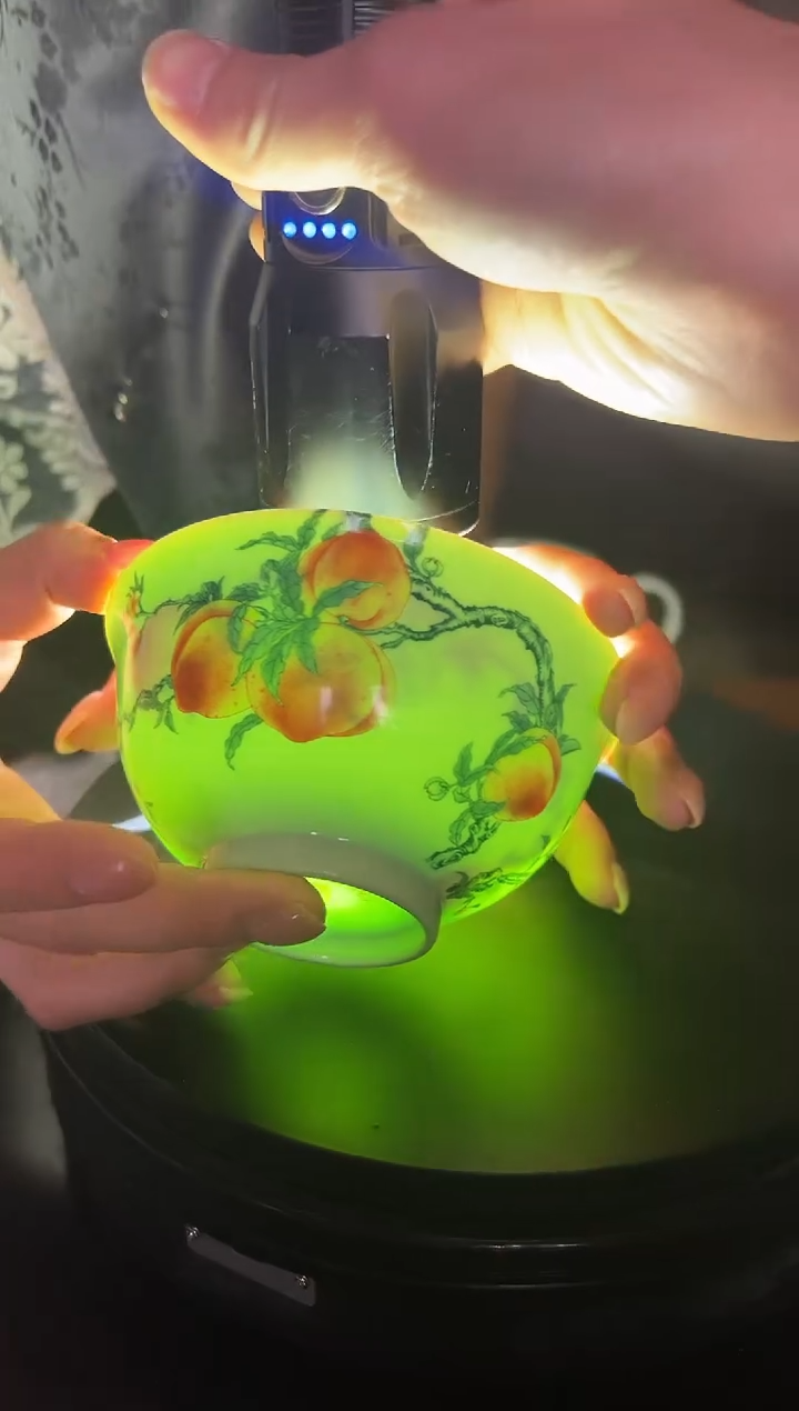 摆件瓷绿稀土寿桃5英寸碗