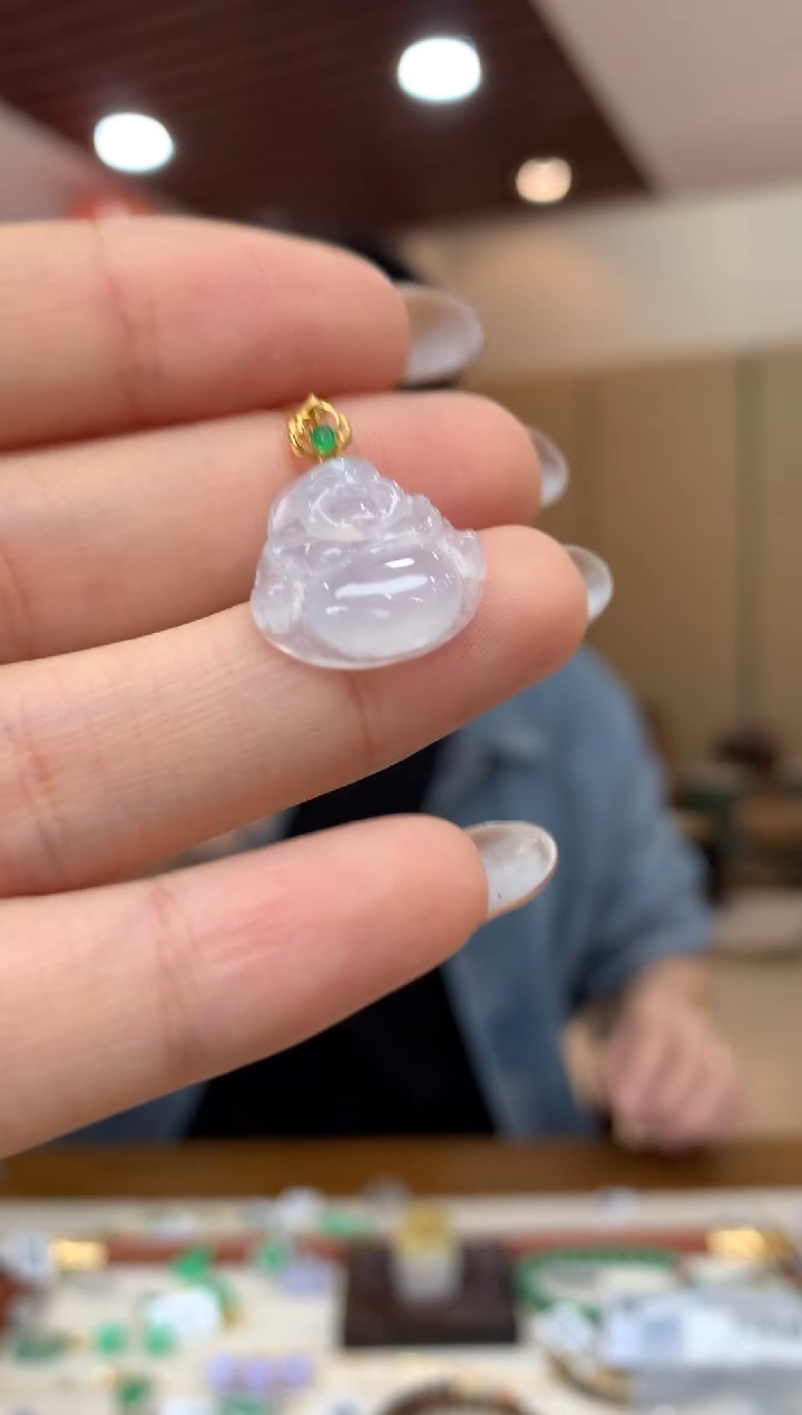 吊坠(不含链)18K金镶嵌翡翠佛公