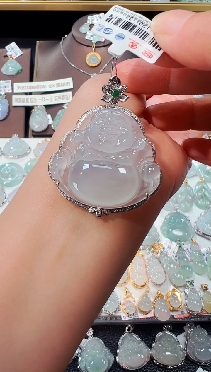 【闪购商品】翡翠吊坠(不含链)18K金镶嵌佛公吊坠1132