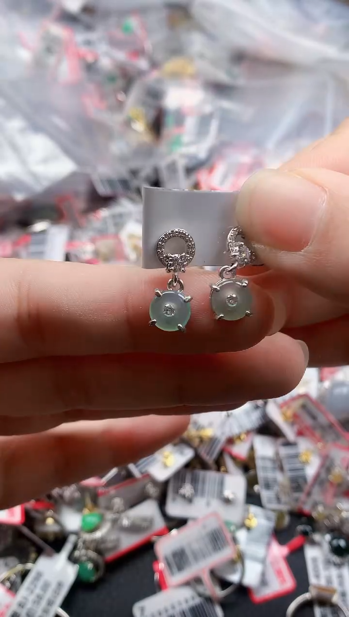 银S925镶嵌戒指翡翠天然A货缅甸翡翠