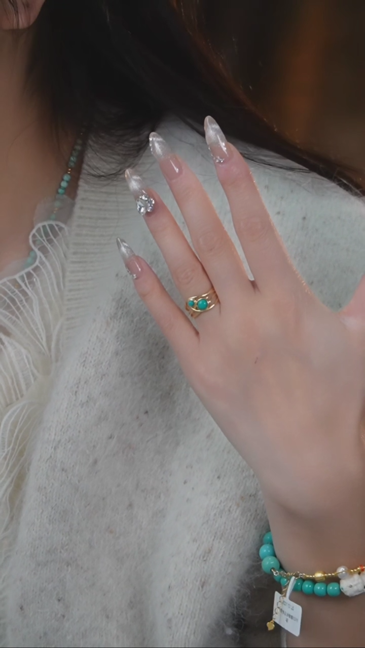 【闪购商品】绿松石戒指银S925镶嵌发货一件