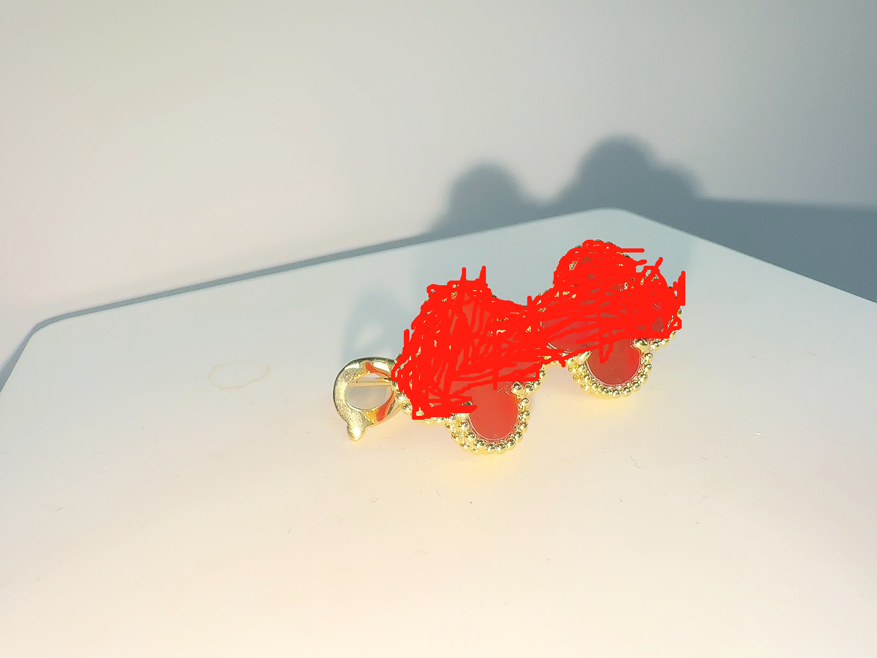 一倾五花红色耳钉