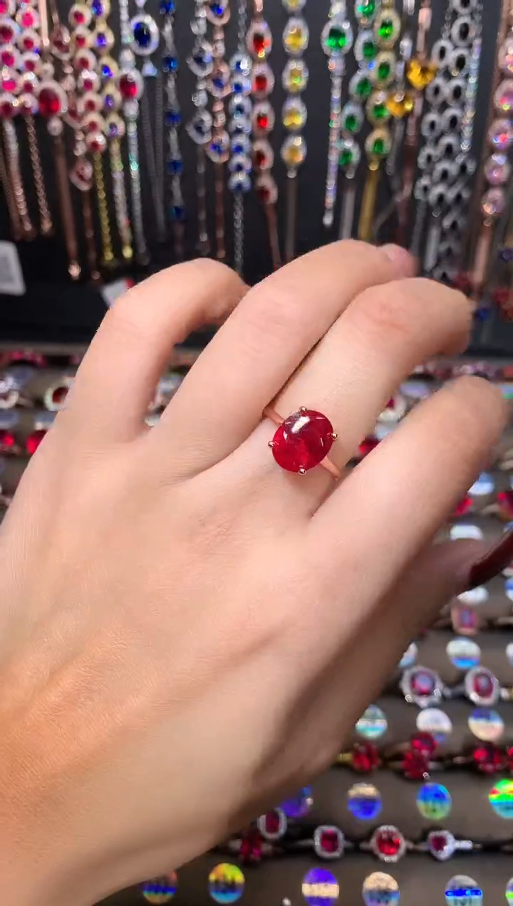 【闪购商品】红宝石戒指银S925镶嵌玫瑰金6