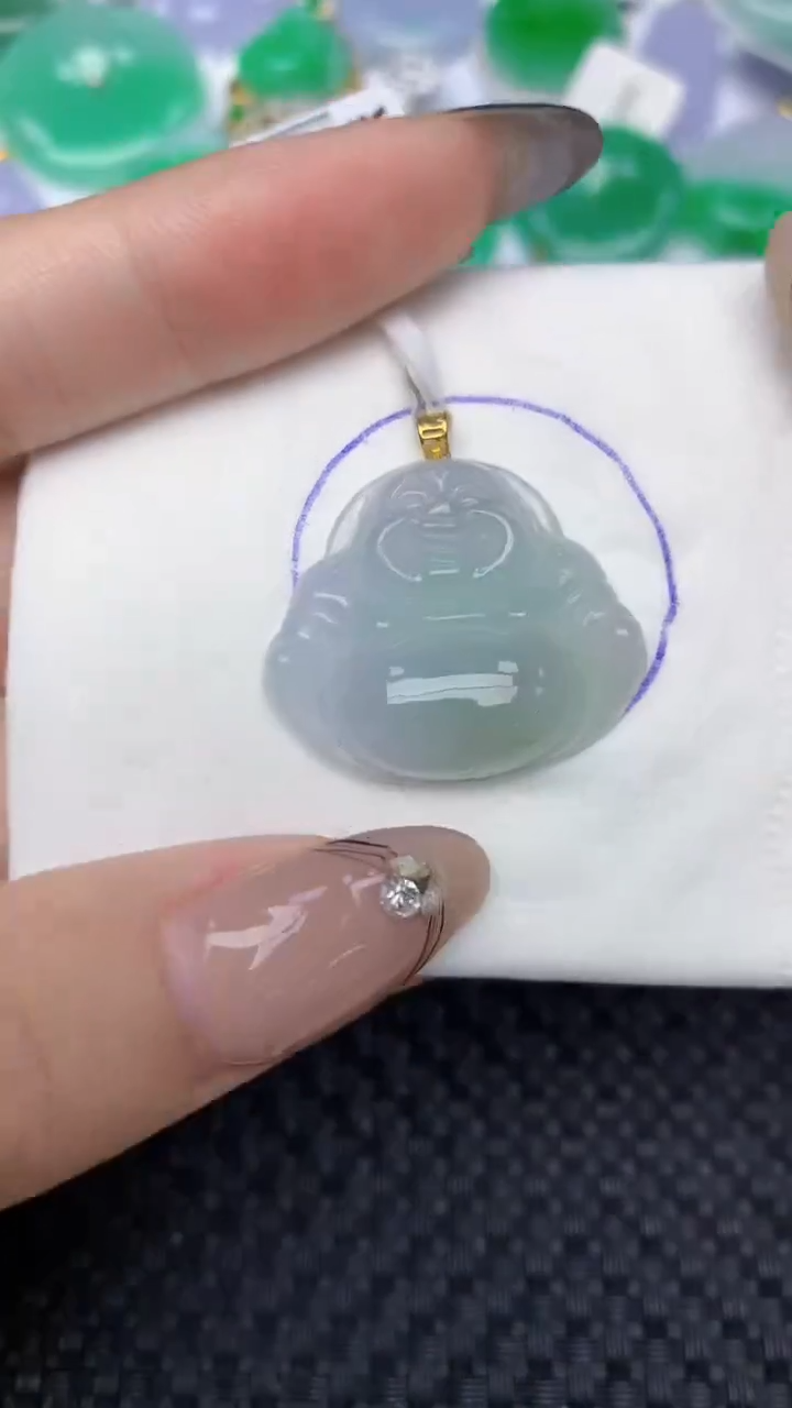 颈饰18K金镶嵌翡翠天然缅甸翡翠a货百元以上9元证书费自理